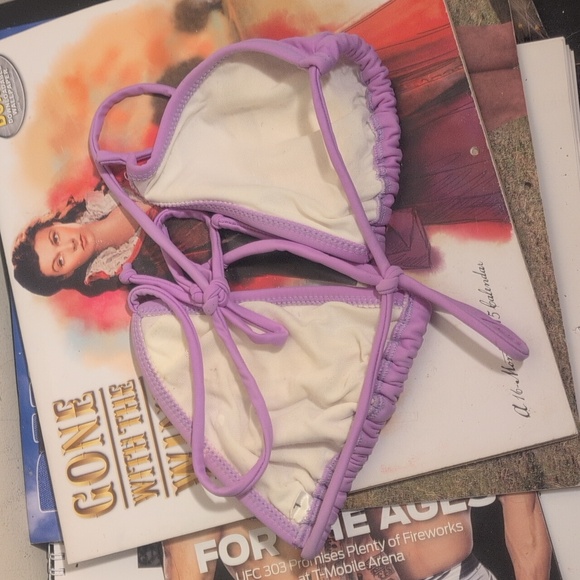 Sabree Y2K 2000's Purple String Tie Bikini Top Size Large Vintage Retro - Picture 5 of 5